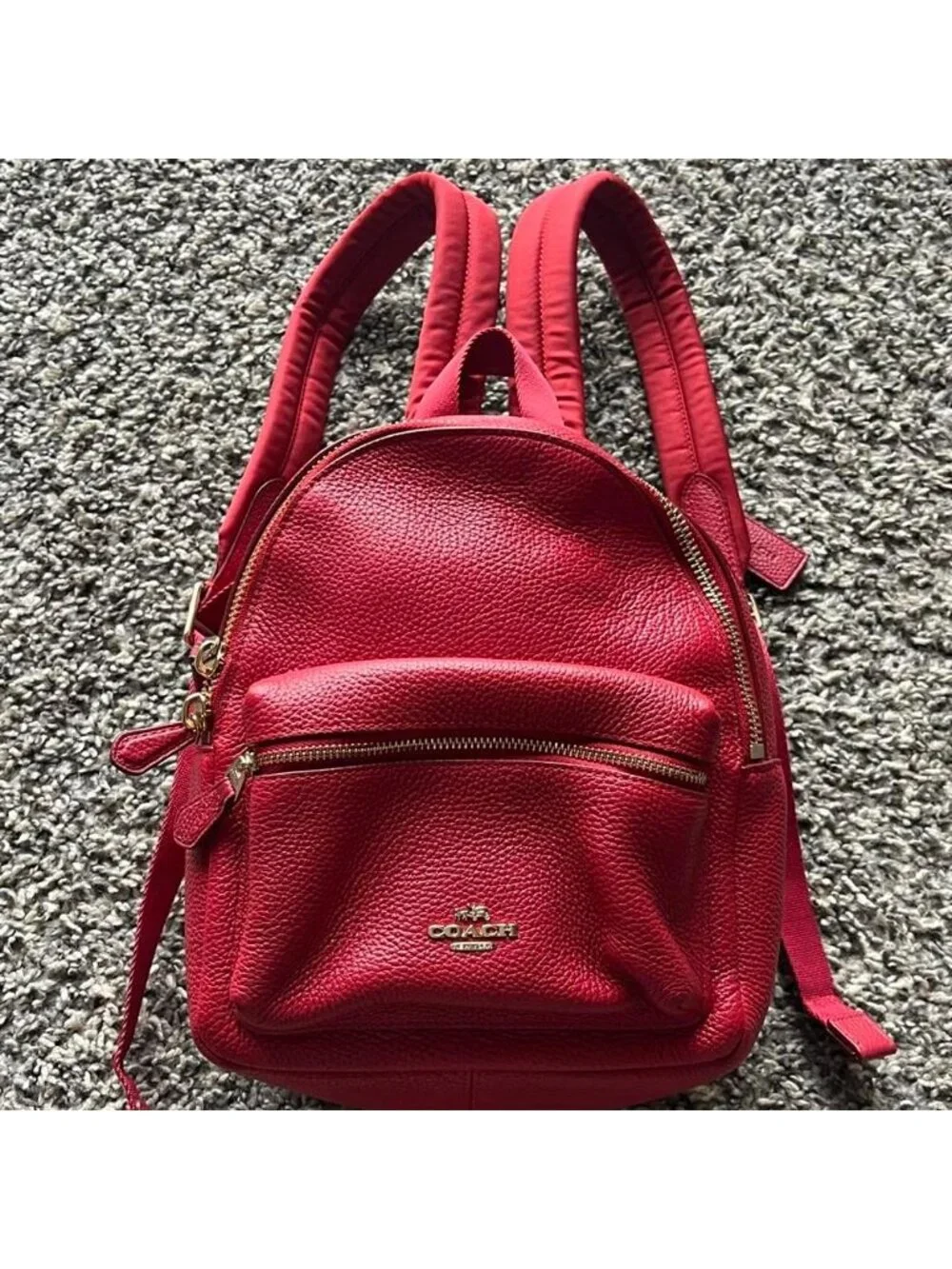 Red Coach Leather Mini Backpack Coquette Back to School Luxury Minimalist Cutesy